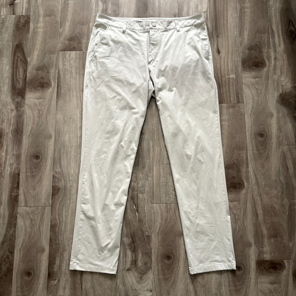 Rhone Men's Chino Pant Commuter Slim Pants Khaki Tan Size 36 x 30 Flat Front